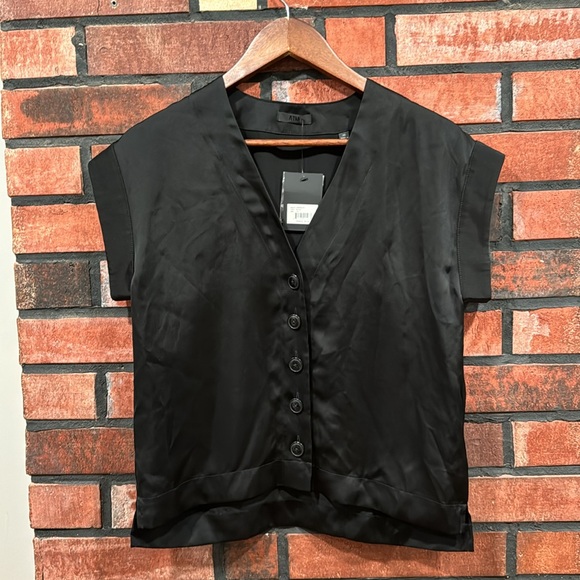 ATM V Neck Top in Black - Picture 3 of 11